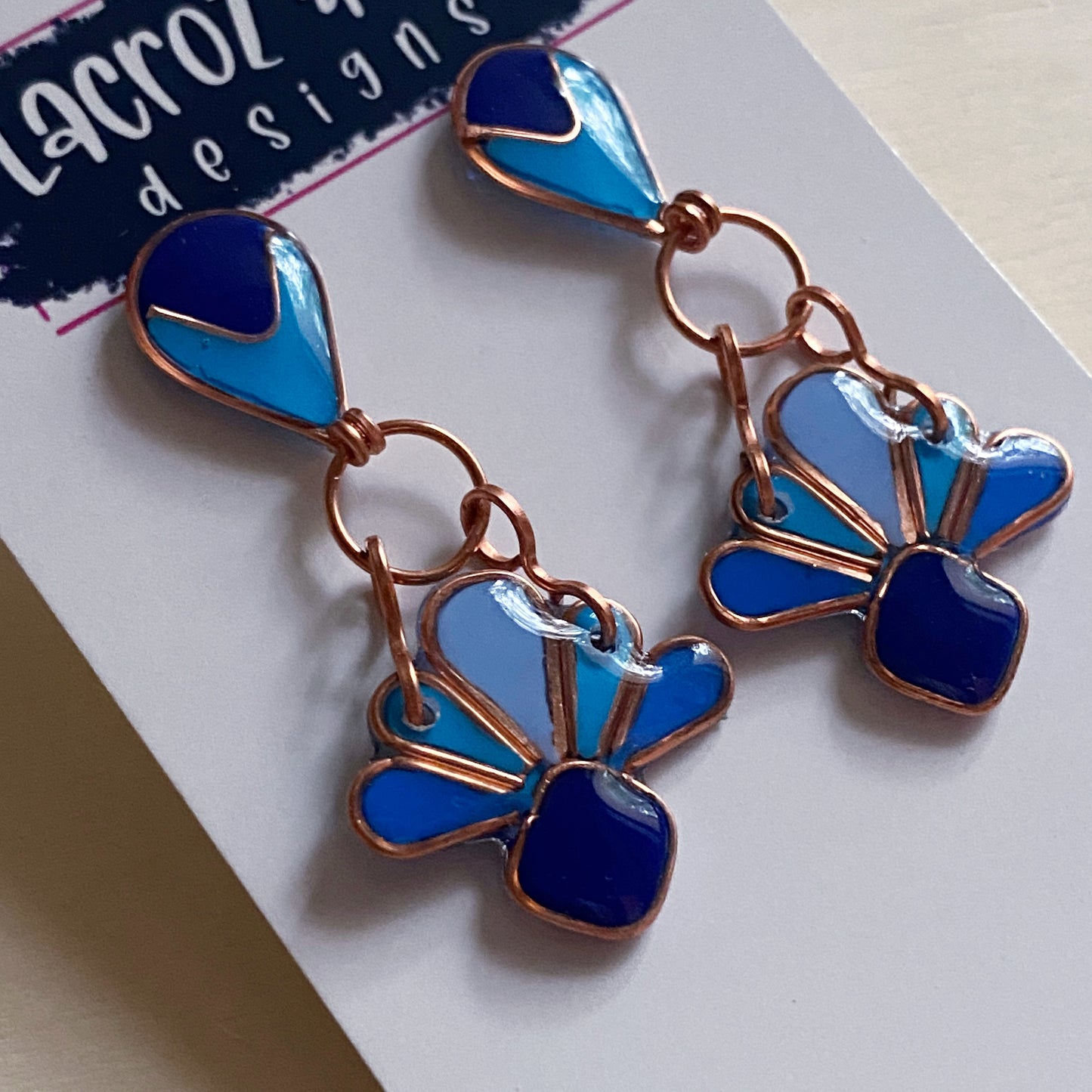 Art Deco Style Earrings | Shades of Blue Copper