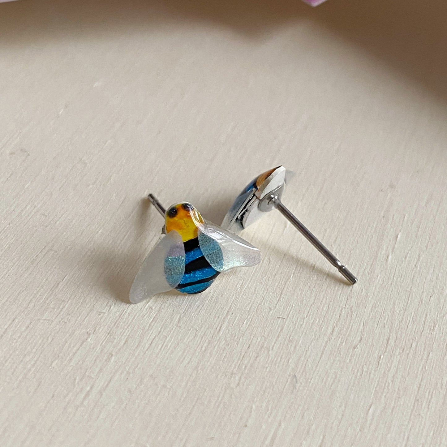 Australian Blue Banded Bee Earrings | mini stud