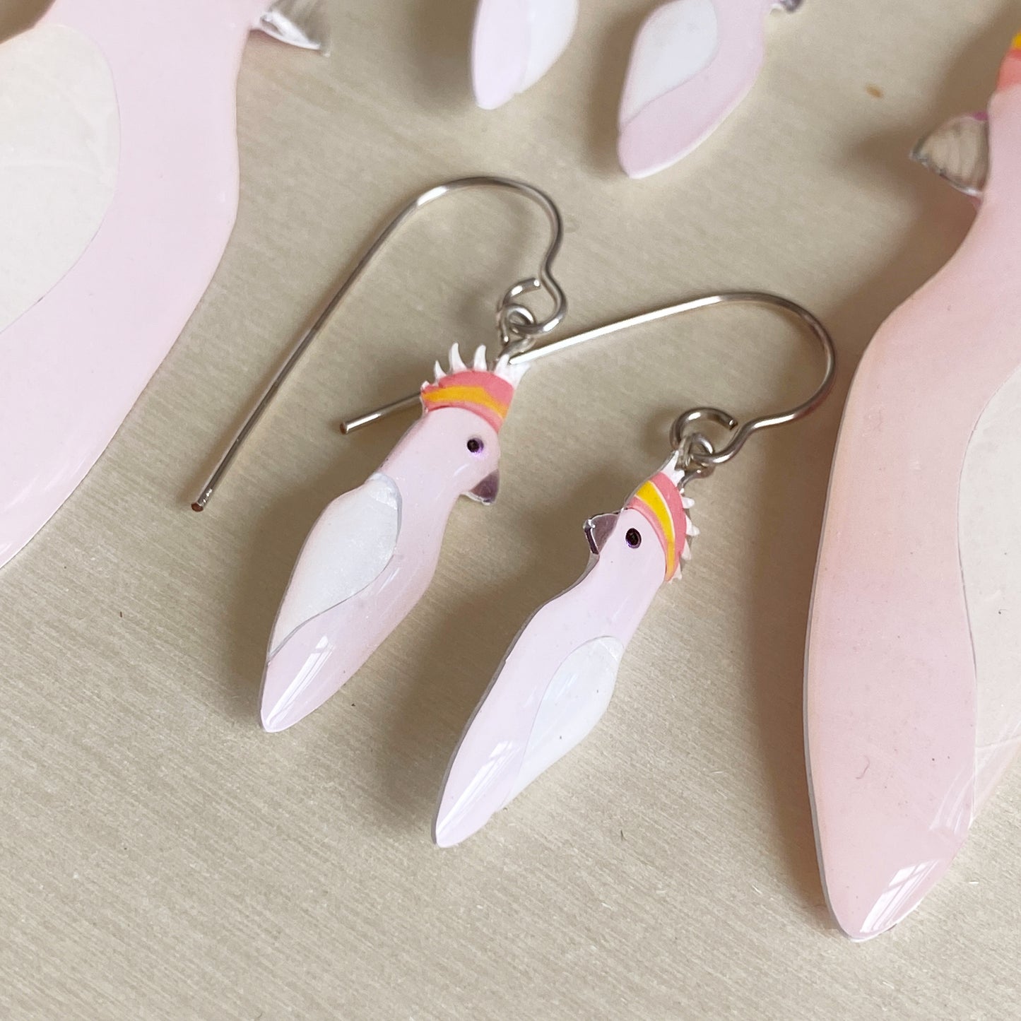 Pink Cockatoo Earrings | mini size