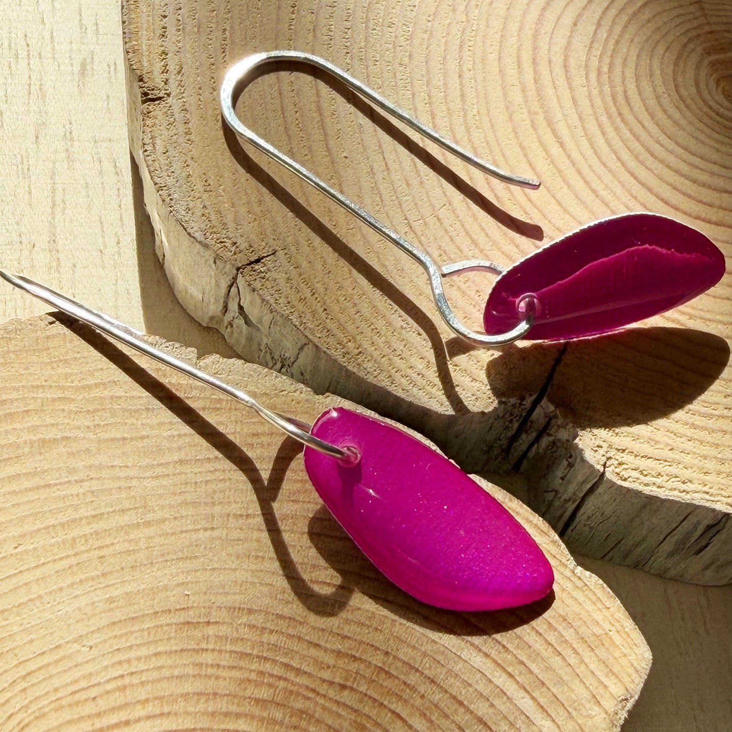 Organic Teardrop Earrings | Magenta