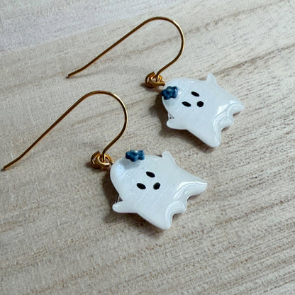 Halloween | Floral Ghosts - mini blue (gold)
