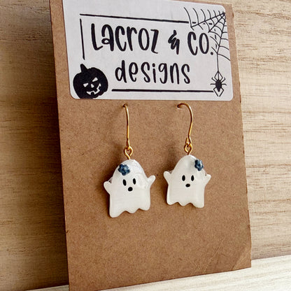 Halloween | Floral Ghosts - mini blue (gold)