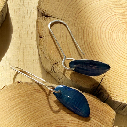 Organic Teardrop Earrings | Navy Blue
