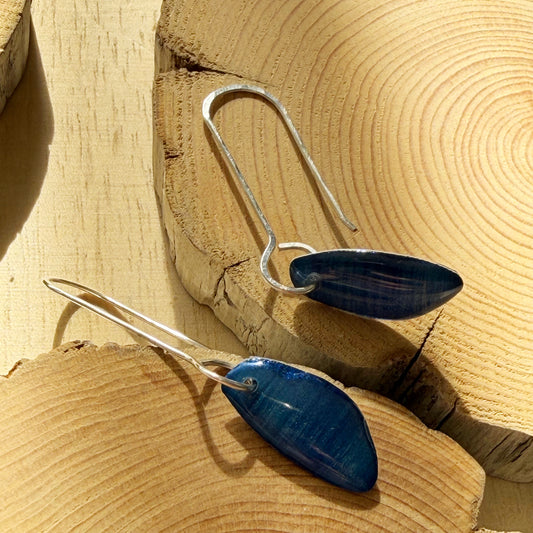 Organic Teardrop Earrings | Navy Blue
