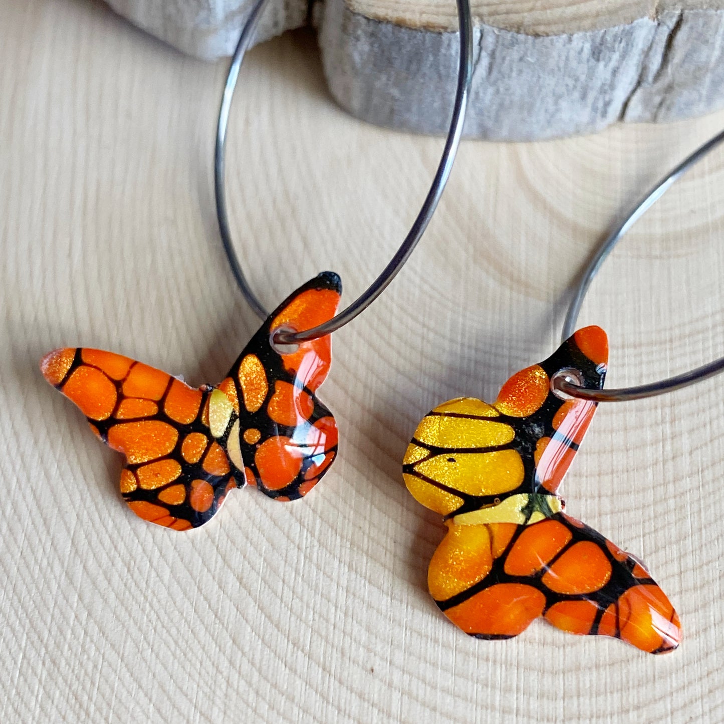 Butterflies | Hoop Earrings | Orange