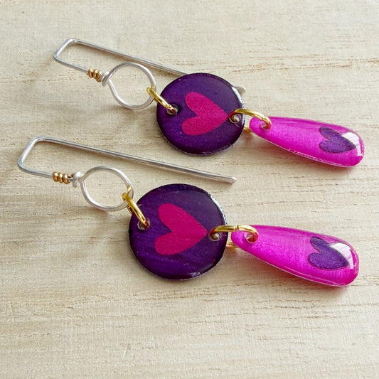 Heart Drop Earrings | Violet Purple