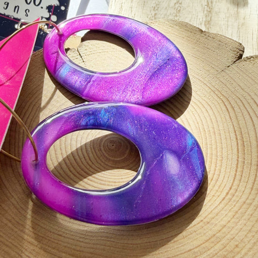 Oval Hoop Earrings | Purple