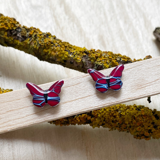 Butterflies | Mini Stud Earrings | Red