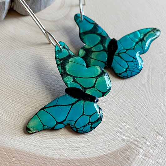 Butterflies | Turquoise Black Statement Earrings