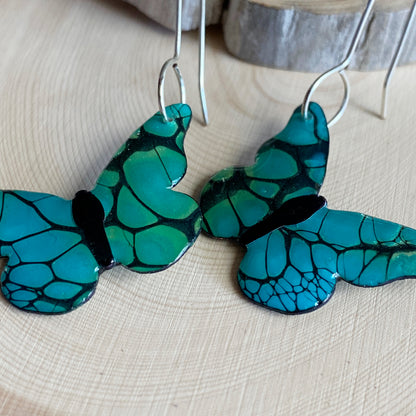Butterflies | Turquoise Black Statement Earrings