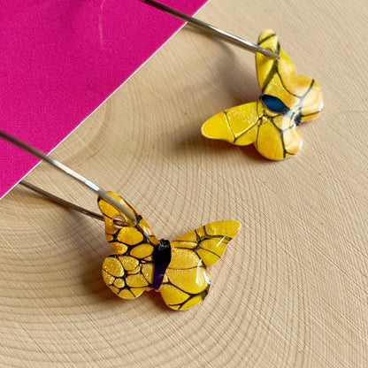 Butterflies | Hoop Earrings | Yellow