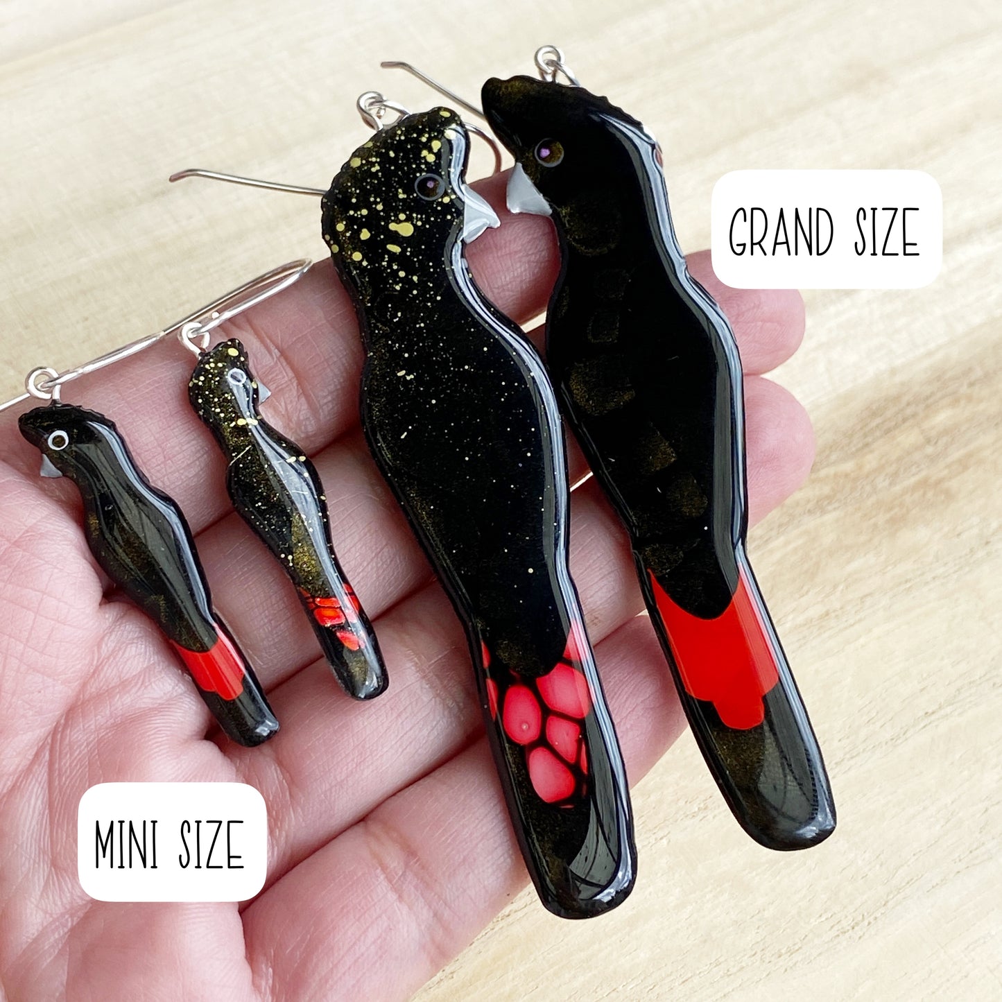 Red-tailed Black Cockatoo Earrings | mini size