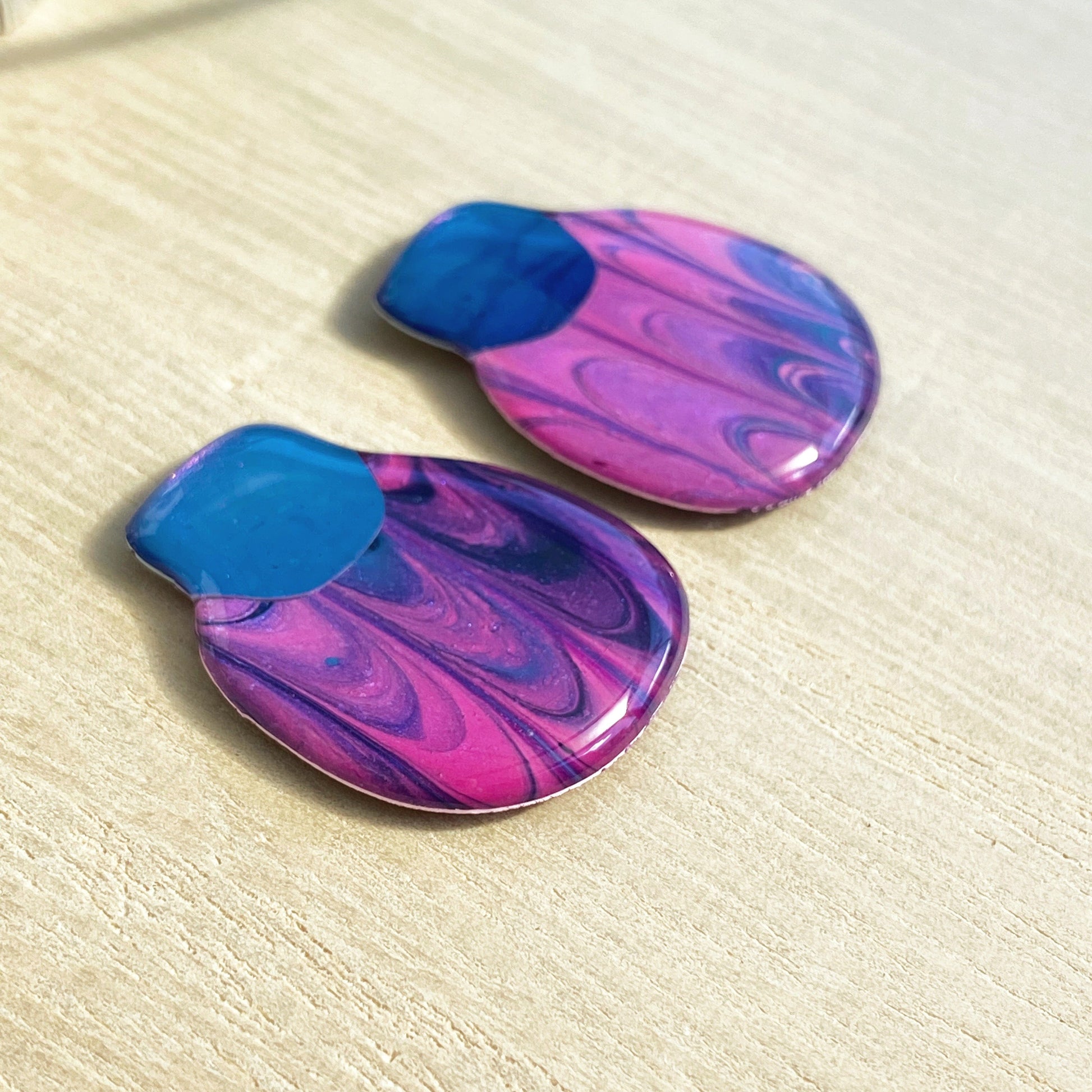 Lacroz Creations Earrings Elsa | Blue Purple Marbled Organic Square Stud Earrings