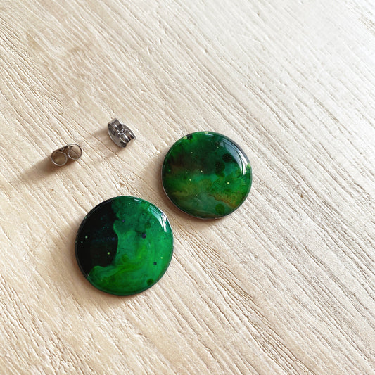 Lacroz Creations Earrings Galaxy | Green Galaxy Midi Studs