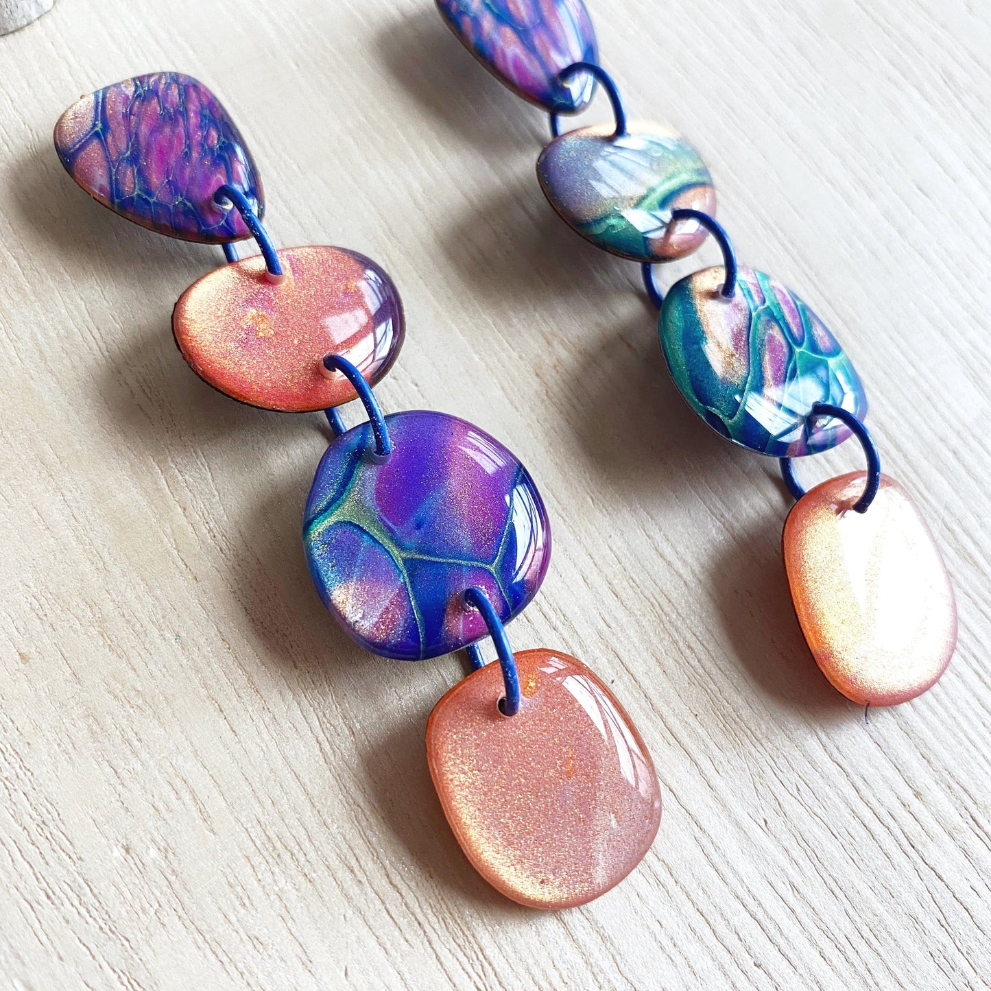 Lacroz Creations Earrings | River | Multi-coloured Orange & Blue Earrings