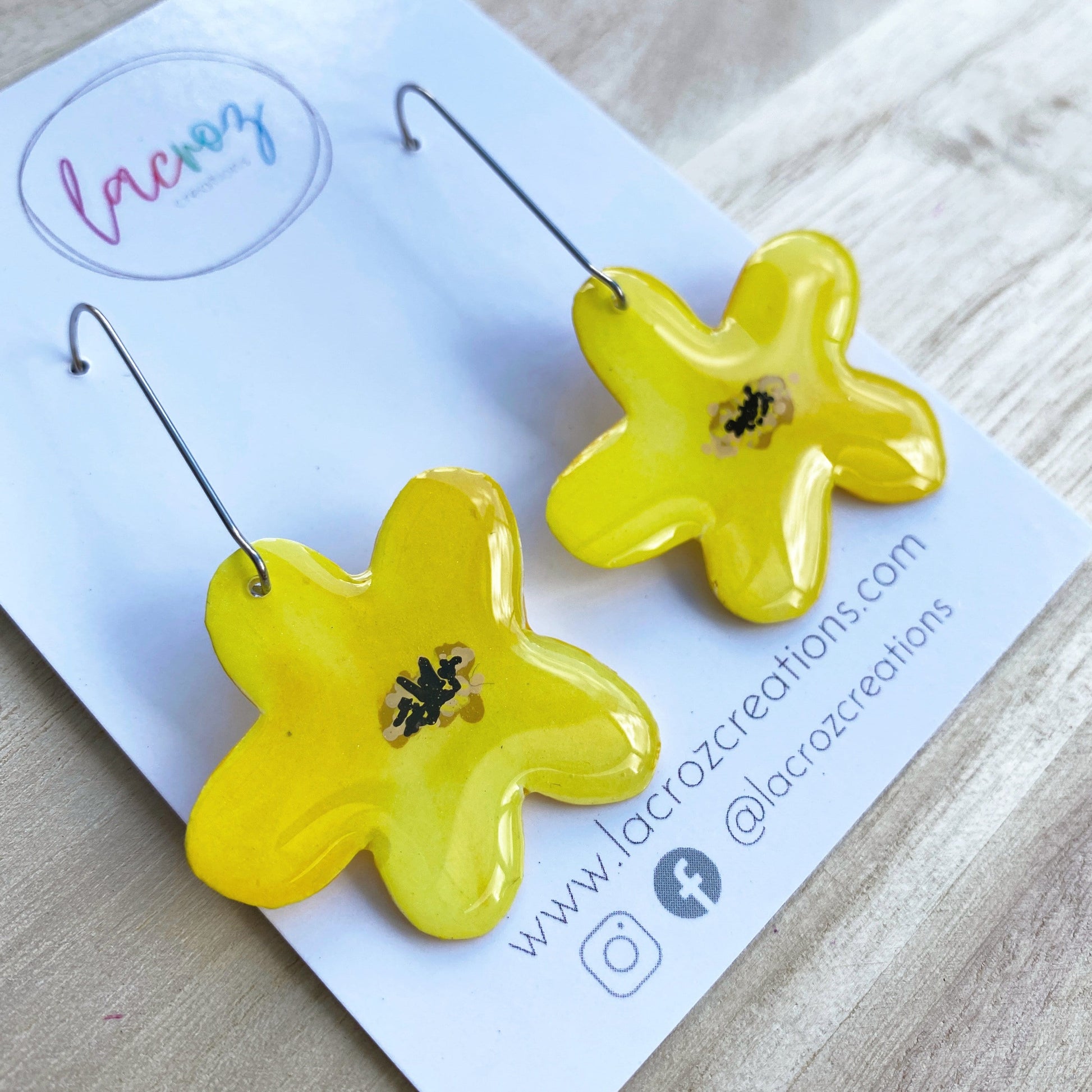 Lacroz Creations Earrings Summer Blooms - Midi | Yellow Daisy Earrings