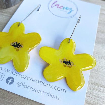 Lacroz Creations Earrings Summer Blooms - Midi | Yellow Daisy Earrings