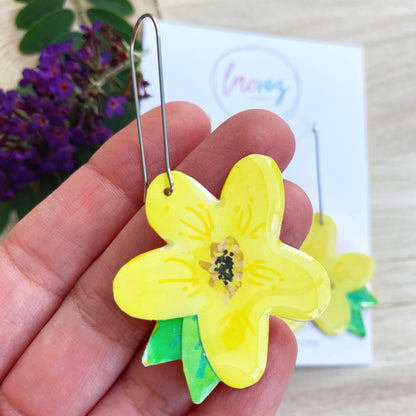 Lacroz Creations Earrings Summer Blooms - Midi | Yellow Daisy Earrings