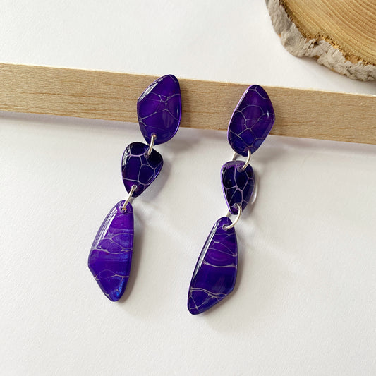 Fluid Art | Purple Abstract-Shaped Earrings