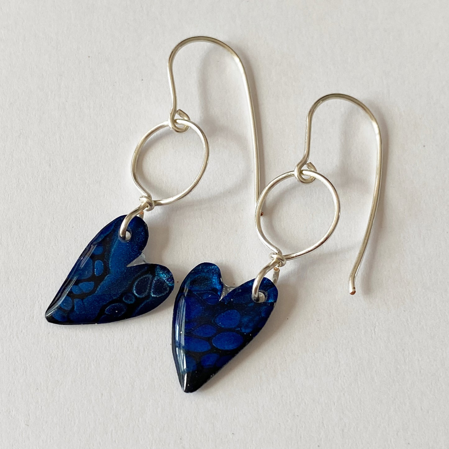 Avery | Small Heart Dangle Earrings | Navy Blue