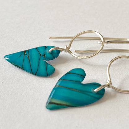 Avery | Small Heart Dangle Earrings | Turquoise