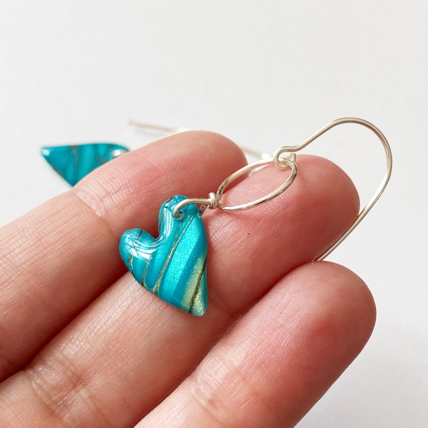 Avery | Small Heart Dangle Earrings | Turquoise