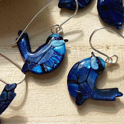 Splendid Fairy Wren Bird Earrings | mini size