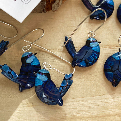 Splendid Fairy Wren Bird Earrings | mini size